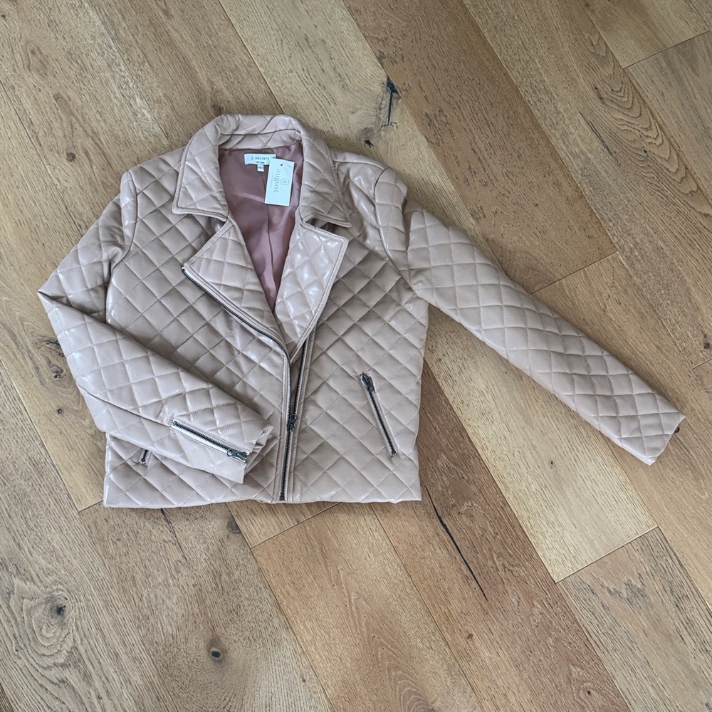 Society Quilted Light Brown Leather Jacket
